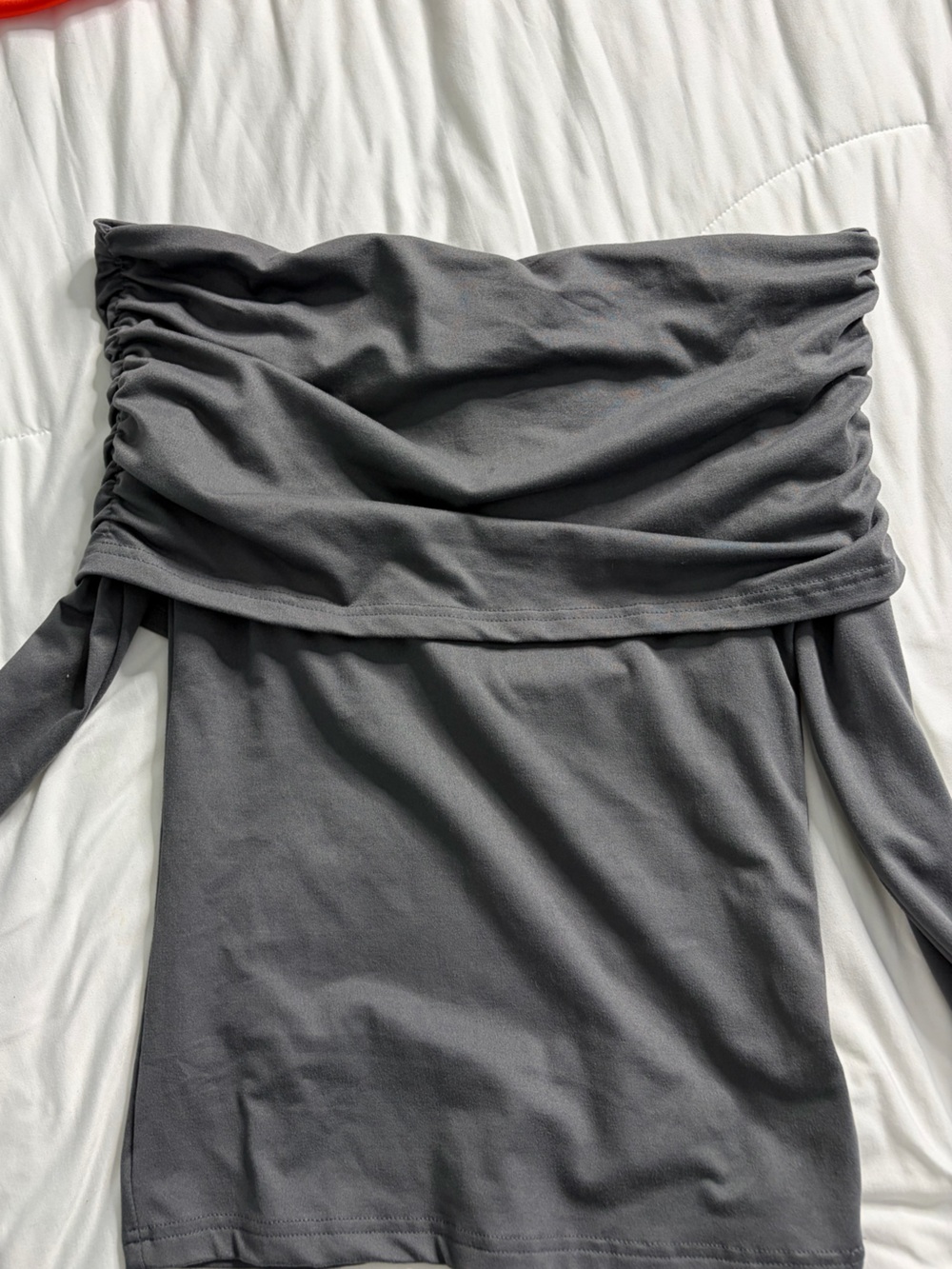 Grey off the shoulder blouse